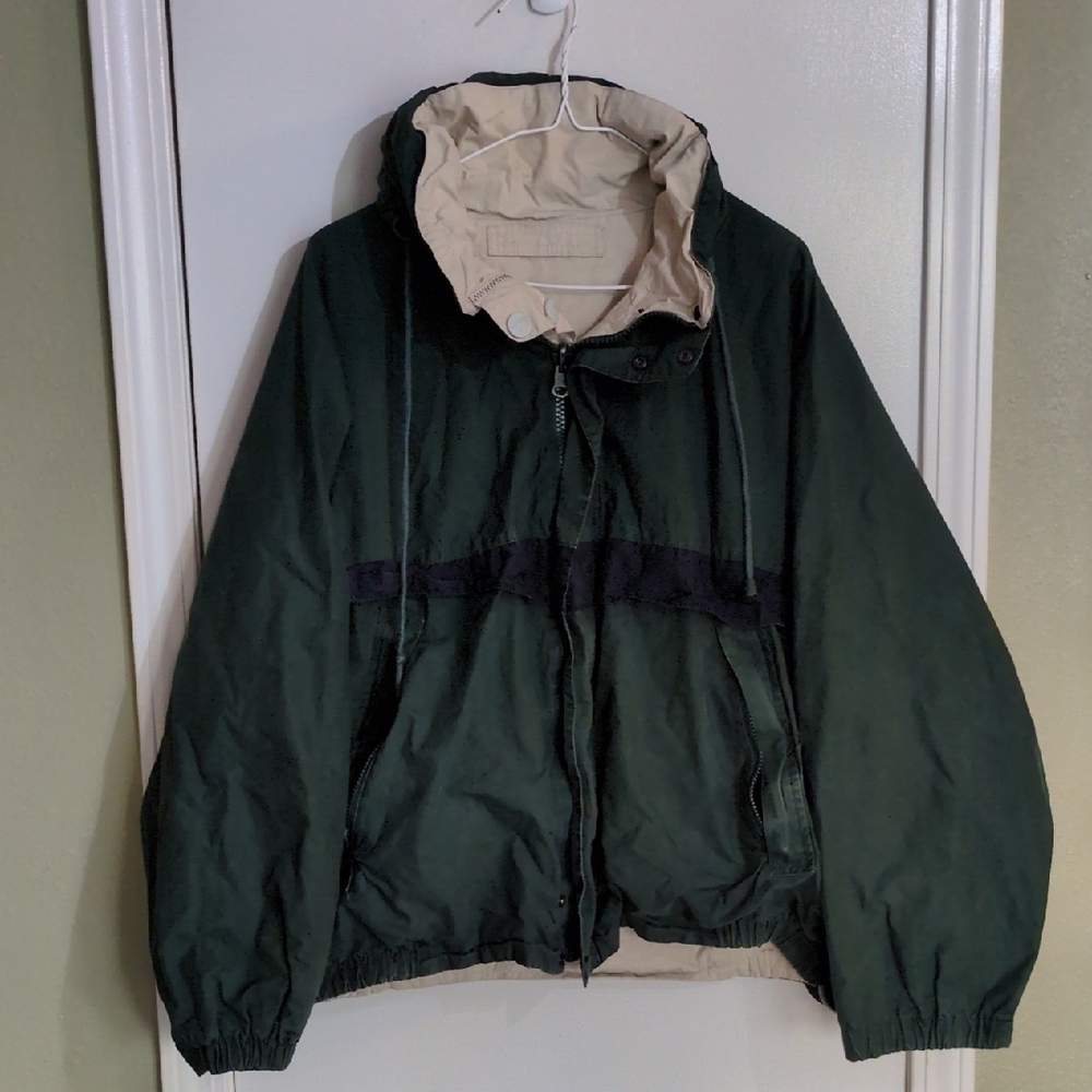 Vintage Nautica Green and Cream Reversible Windbreaker Jacket- Oversized